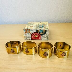Brass Nautical‎ Napkin Holders Vintage Anchor Set of 4